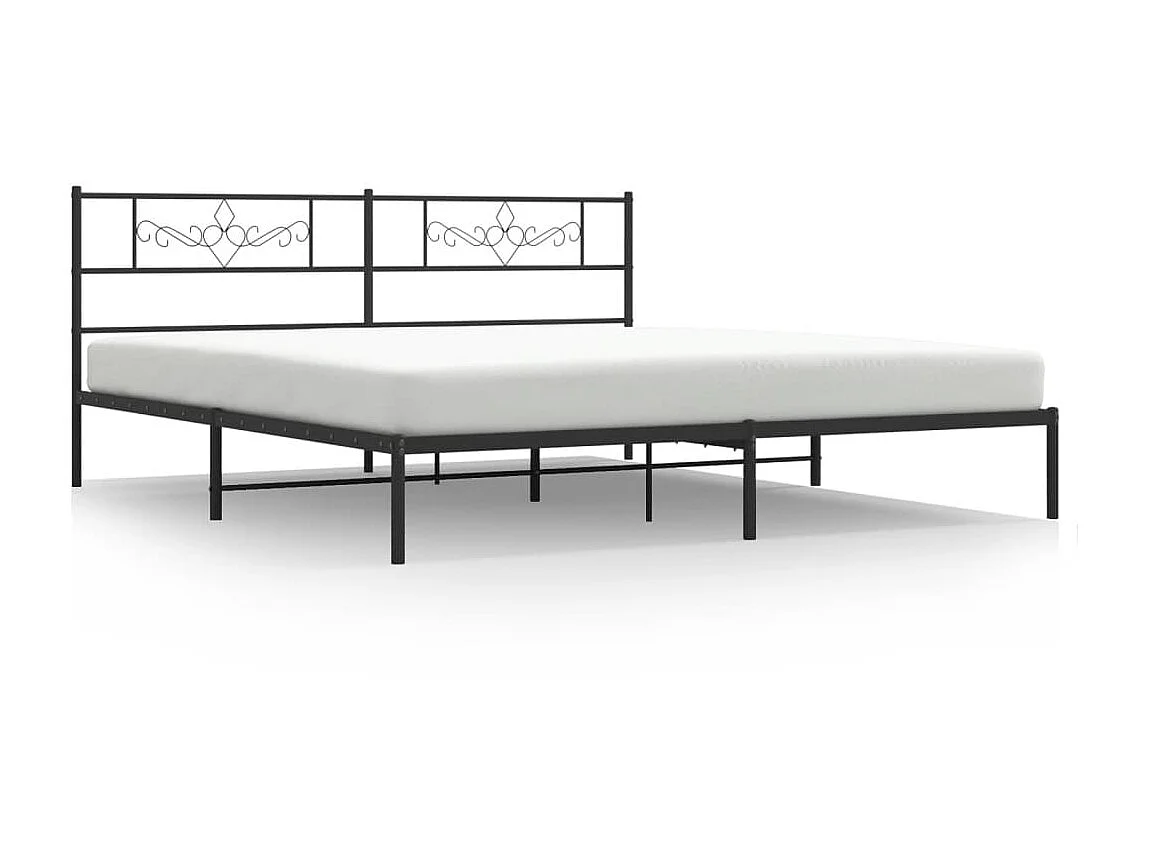 Cama com cabeceira 183x213 cm metal preto PT361045