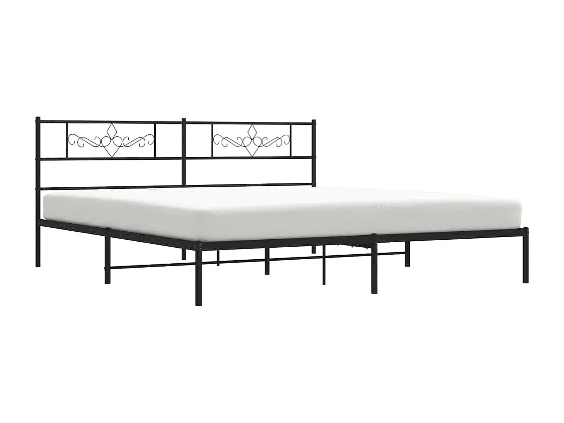 Cama com cabeceira 183x213 cm metal preto PT361045