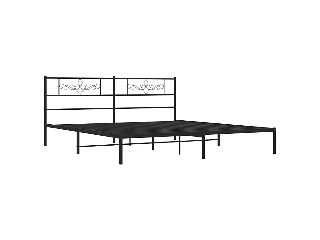 Cama com cabeceira 183x213 cm metal preto PT361045