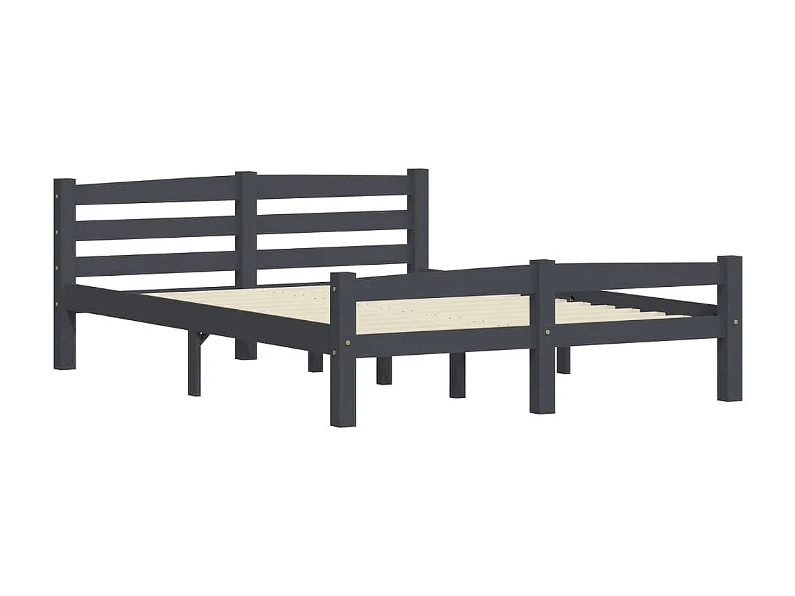 Cama 120x200 cm pinho maciço cinzento-escuro PT223780