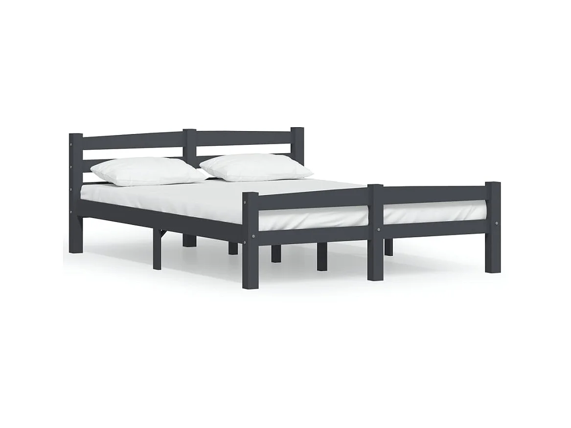 Lit-120x200 cm Gris foncéé Bois de pin massif EGGB87777
