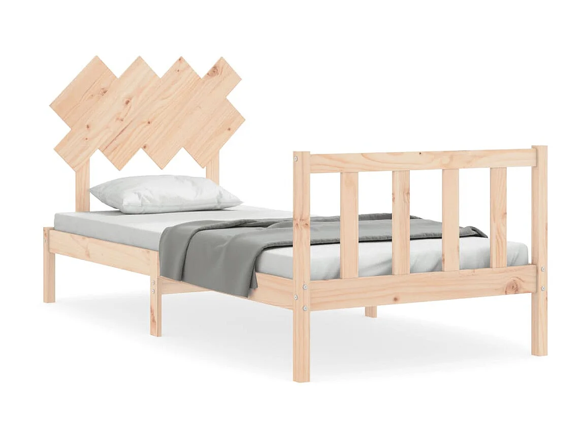 Lit-90x190 cm avec tête de lit simple bois massif EGGB12875