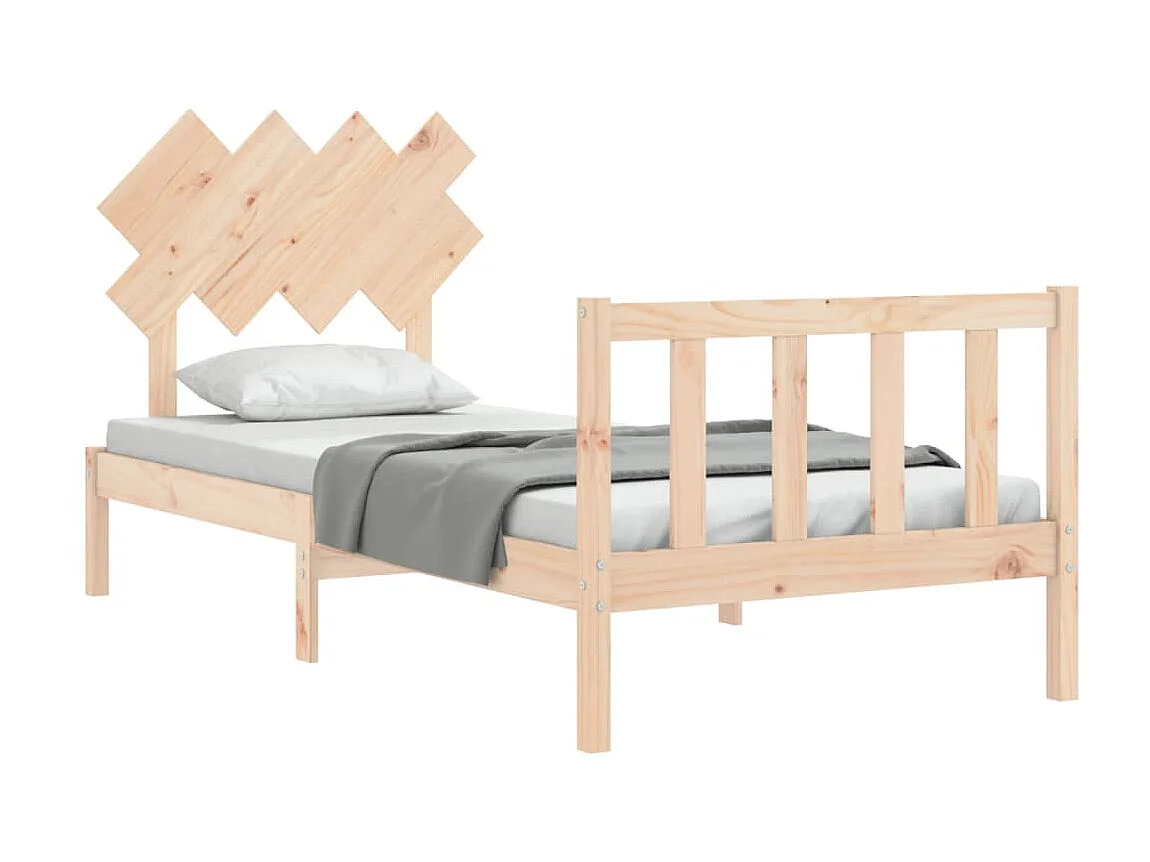 Lit-90x190 cm avec tête de lit simple bois massif EGGB12875