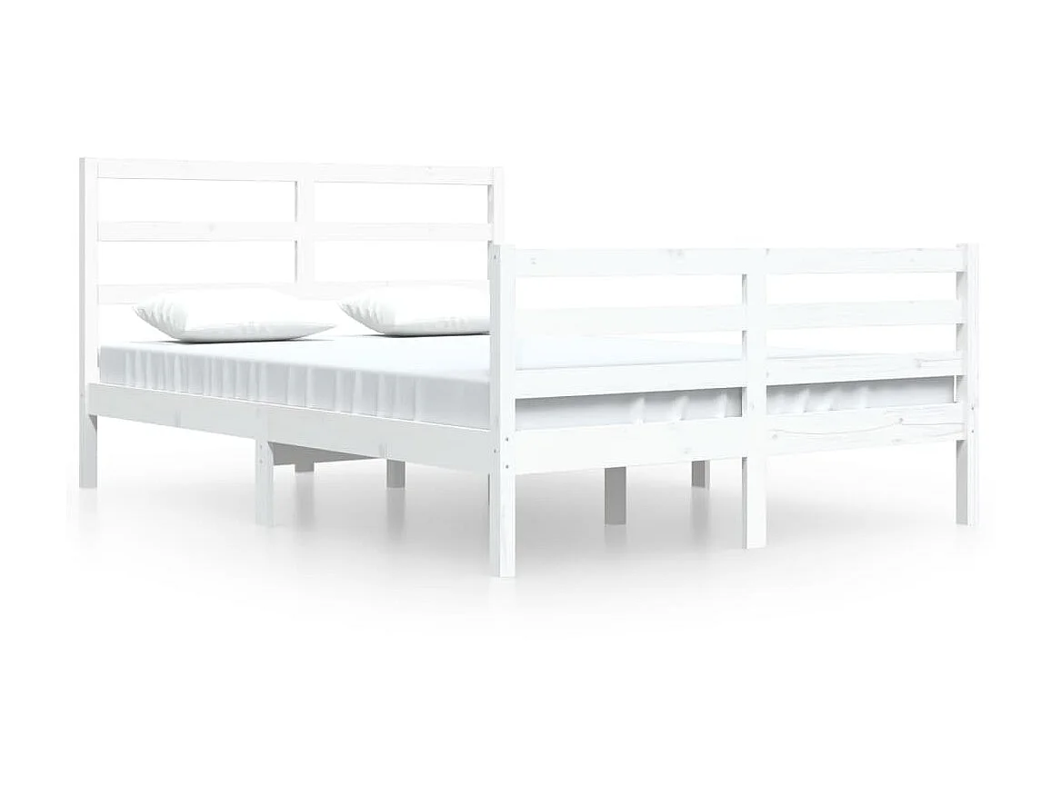 Cama 140x200 cm madeira de pinho maciça branco PT389198
