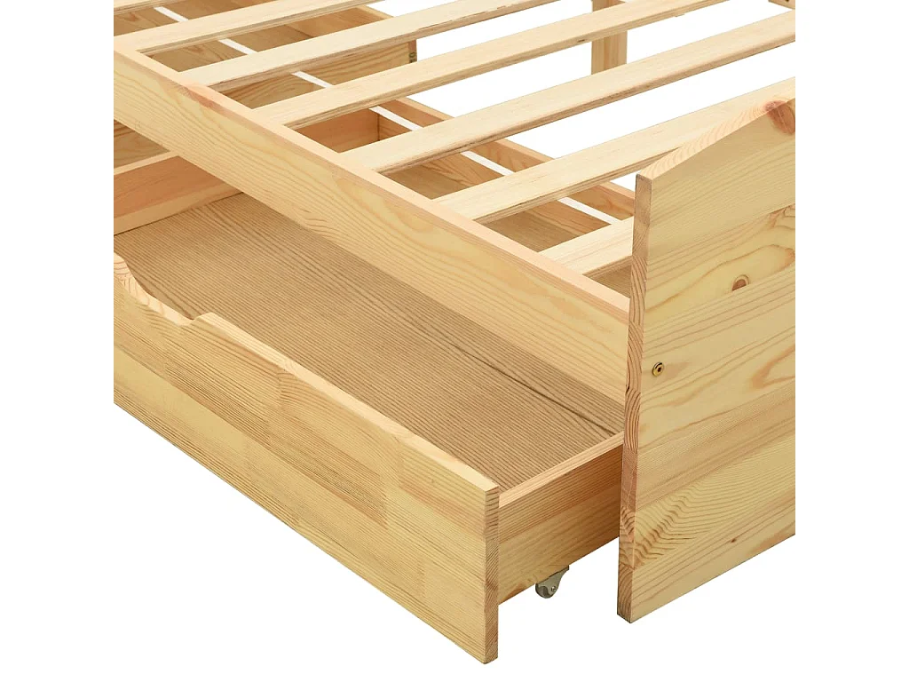 Cama 90x200 cm 2 cajones madera maciza pino blanca ES16330