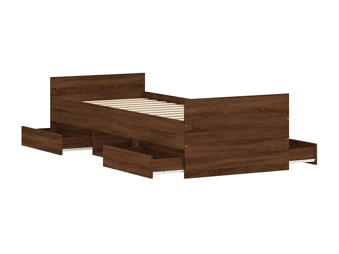 Lit-75x190 cm tête de lit et pied de lit chêne marron EGGB49079