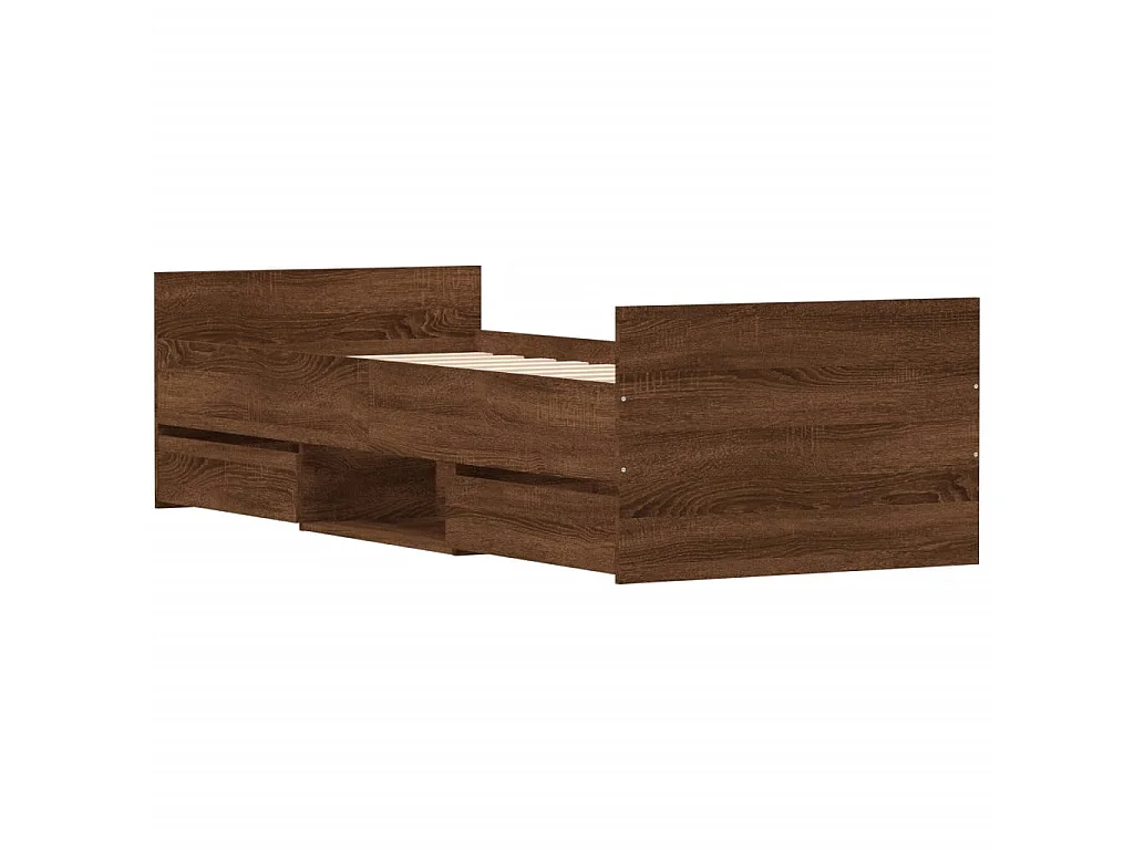 Lit-75x190 cm tête de lit et pied de lit chêne marron EGGB49079