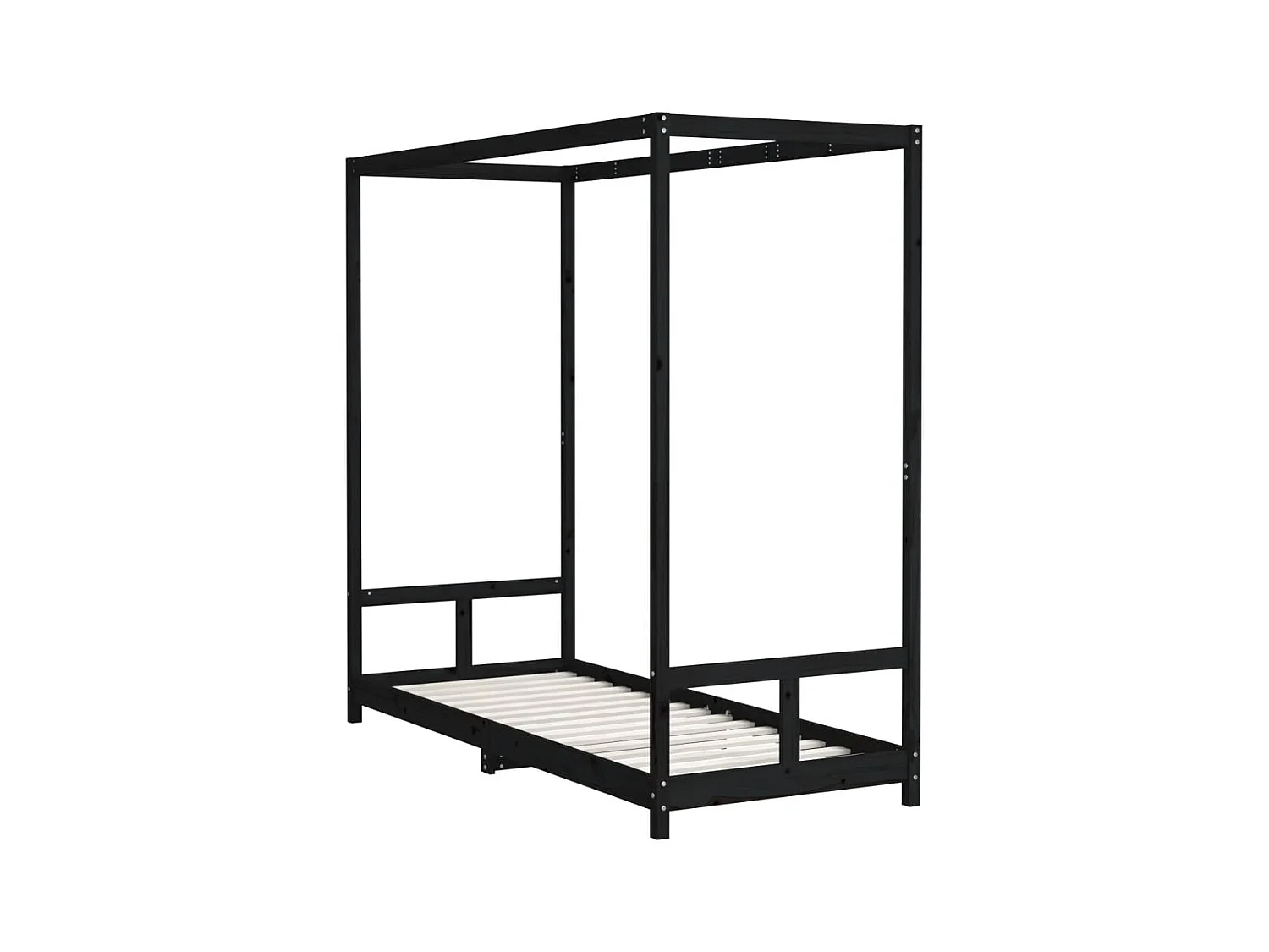 Lit-80x200 cm pour enfants noir bois de pin massif EGGB84120