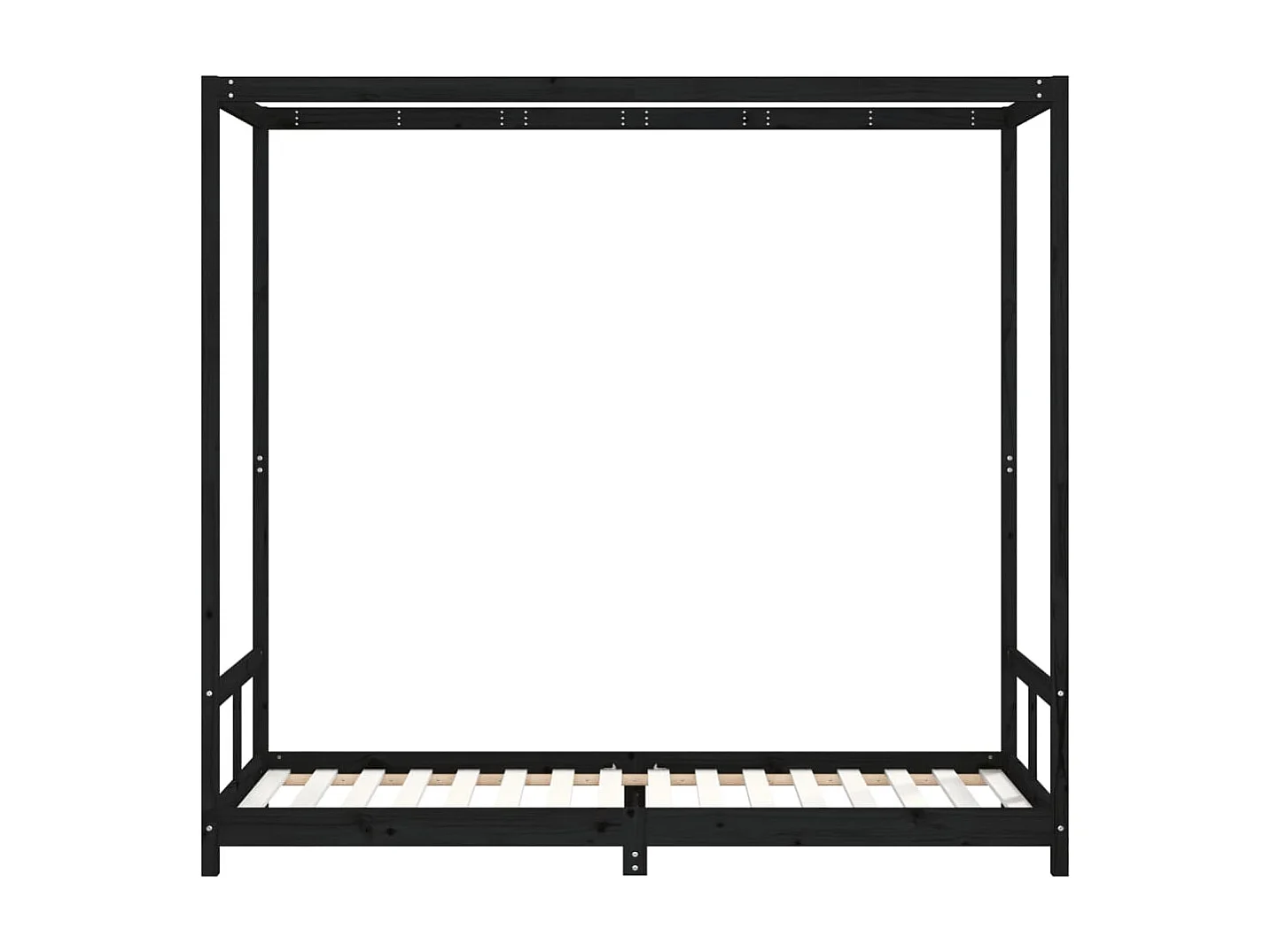 Lit-80x200 cm pour enfants noir bois de pin massif EGGB84120