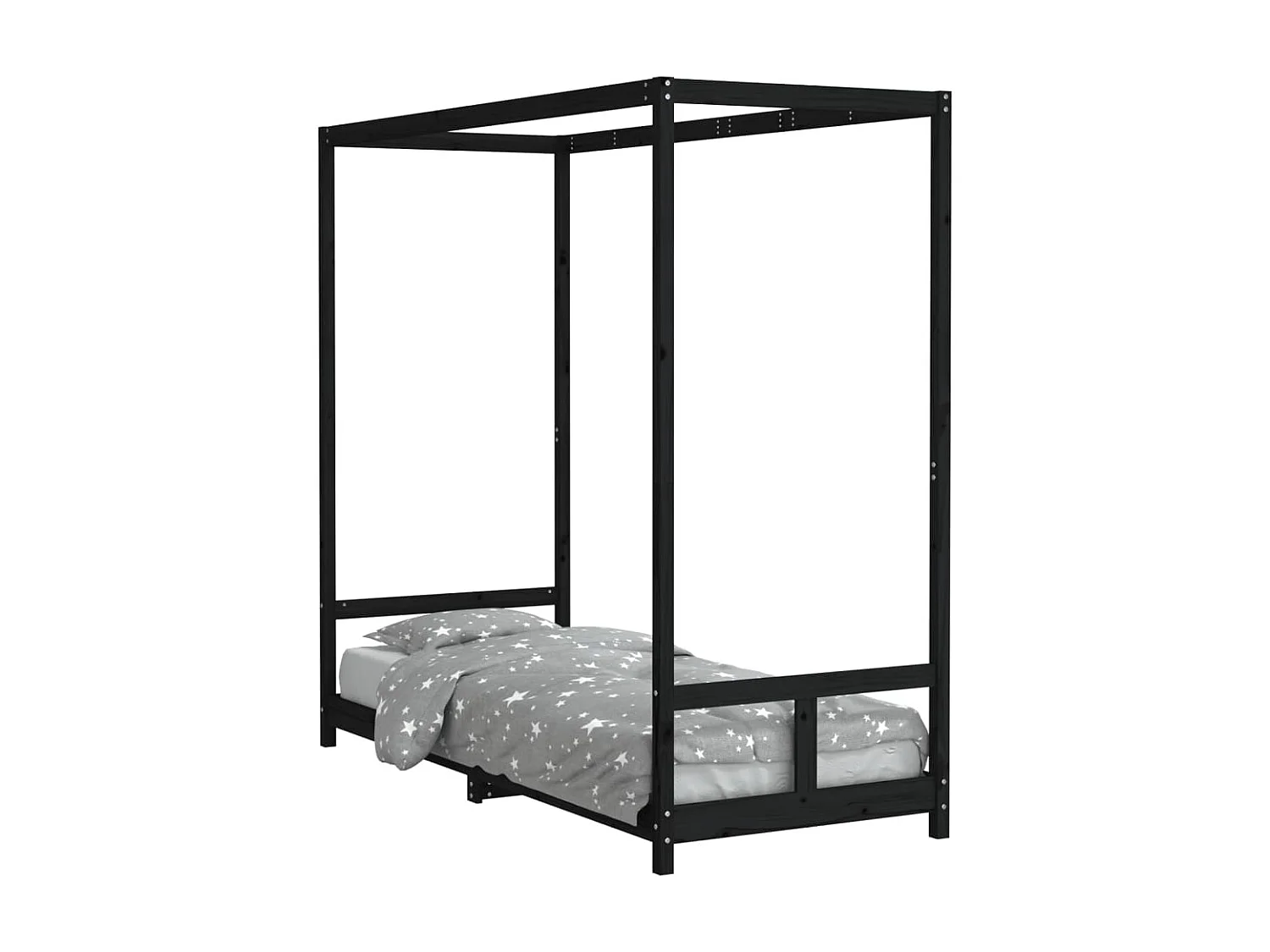 Cama infantil 80x200 cm pinho maciço preto PT505218