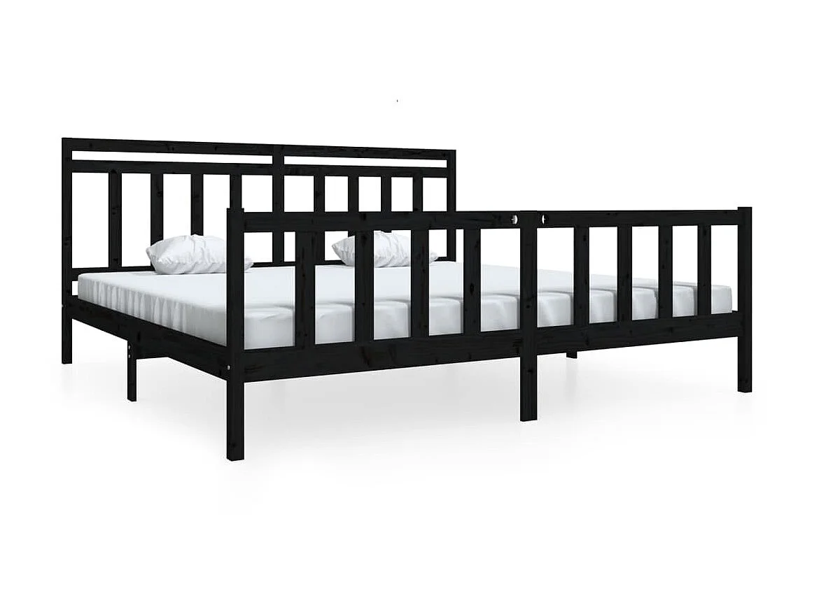 Lit-200x200 cm Noir Bois massif EGGB68132