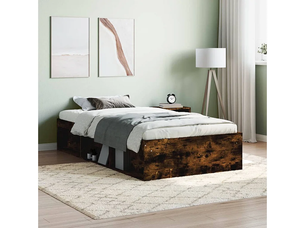 Cama 100x200 cm carvalho fumado PT258903