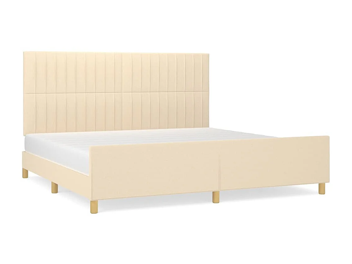 Lit-200x200 cm avec tête de lit Crème Tissu EGGB45774
