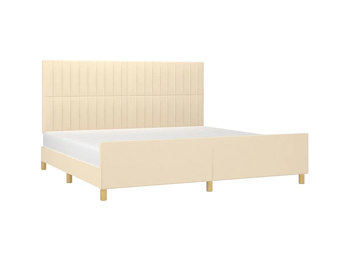 Lit-200x200 cm avec tête de lit Crème Tissu EGGB45774