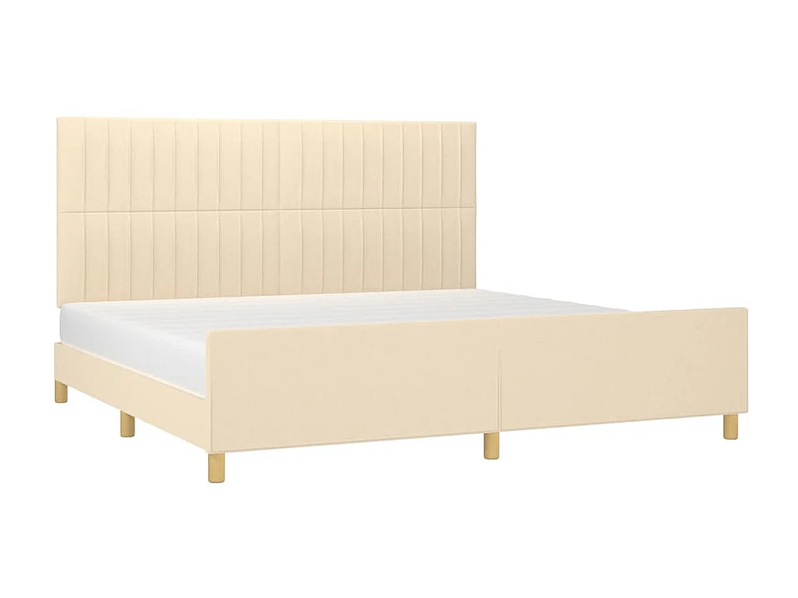 Lit-200x200 cm avec tête de lit Crème Tissu EGGB45774