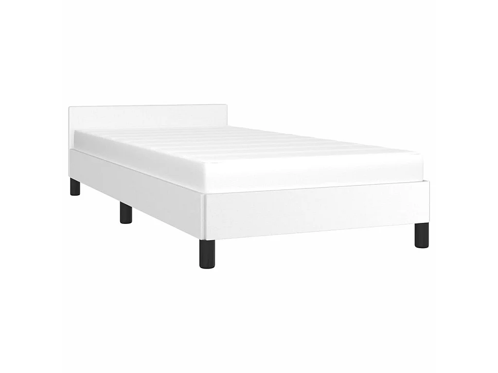 Lit-90x190 cm avec tête de lit Blanc Similicuir EGGB69705