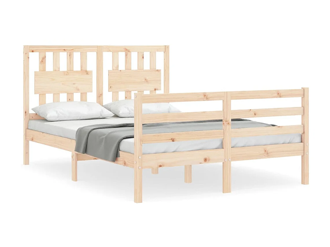 Lit-135x190 cm avec tête de lit double bois massif EGGB71869