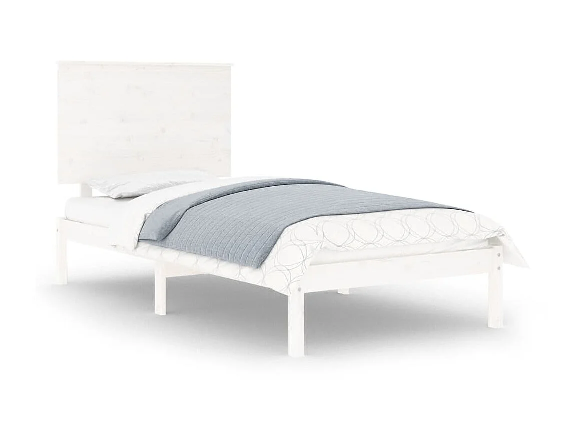Cama 90x190 cm individual madera maciza blanco ES52898
