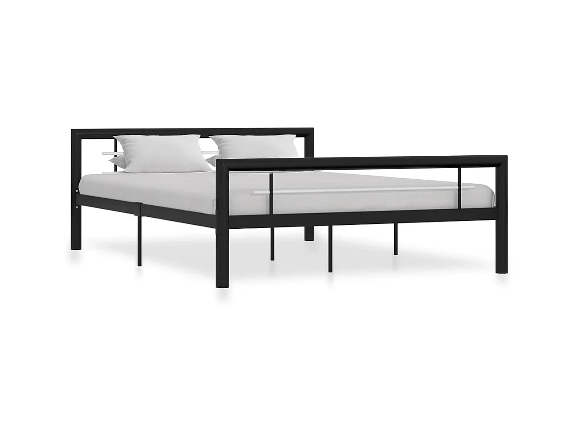 Lit-160x200 cm Noir et blanc Métal EGGB28067