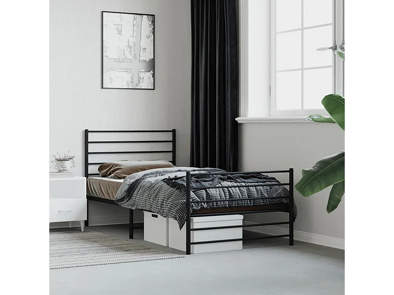 Bedframe met hoofd- en voeteneinde metaal zwart 90x190 cm NL71180