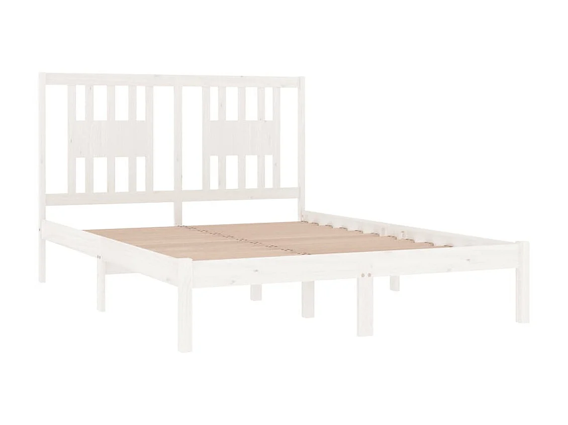 Lit-135x190 cm Blanc Bois massif Double EGGB40892
