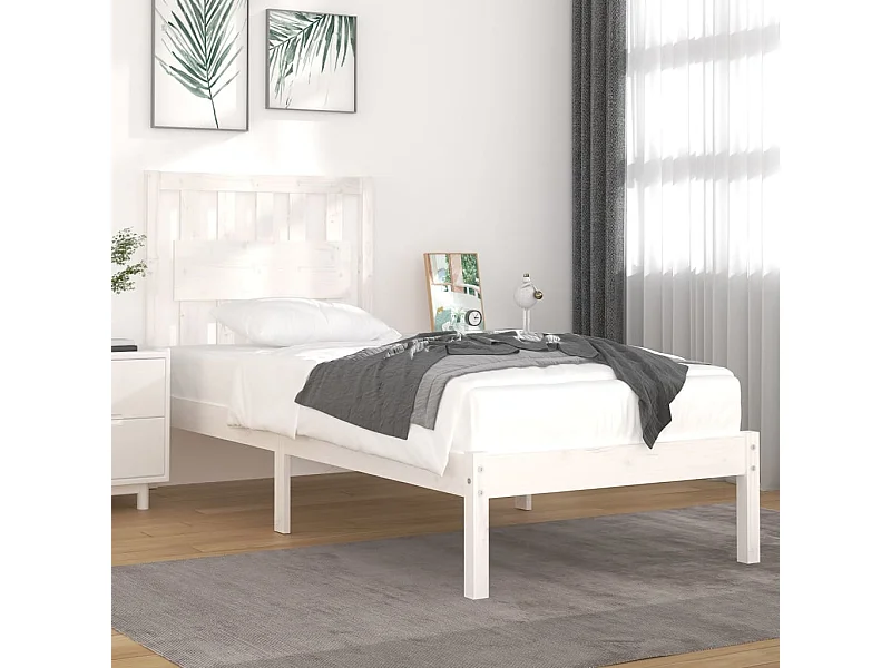 Cama 90x190 cm madera maciza de pino blanco ES62397