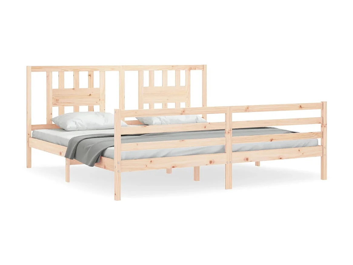 Lit-200x200 cm avec tête de lit bois massif EGGB22362