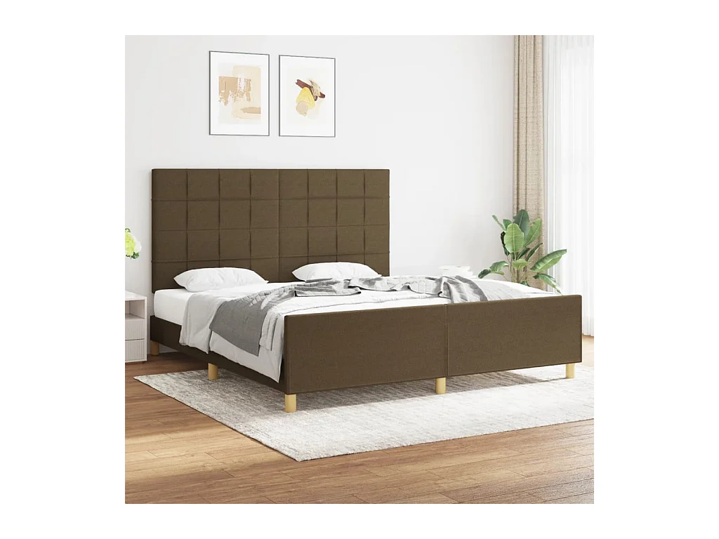 Lit-180x200 cm avec tête de lit Marron foncé Tissu EGGB72419