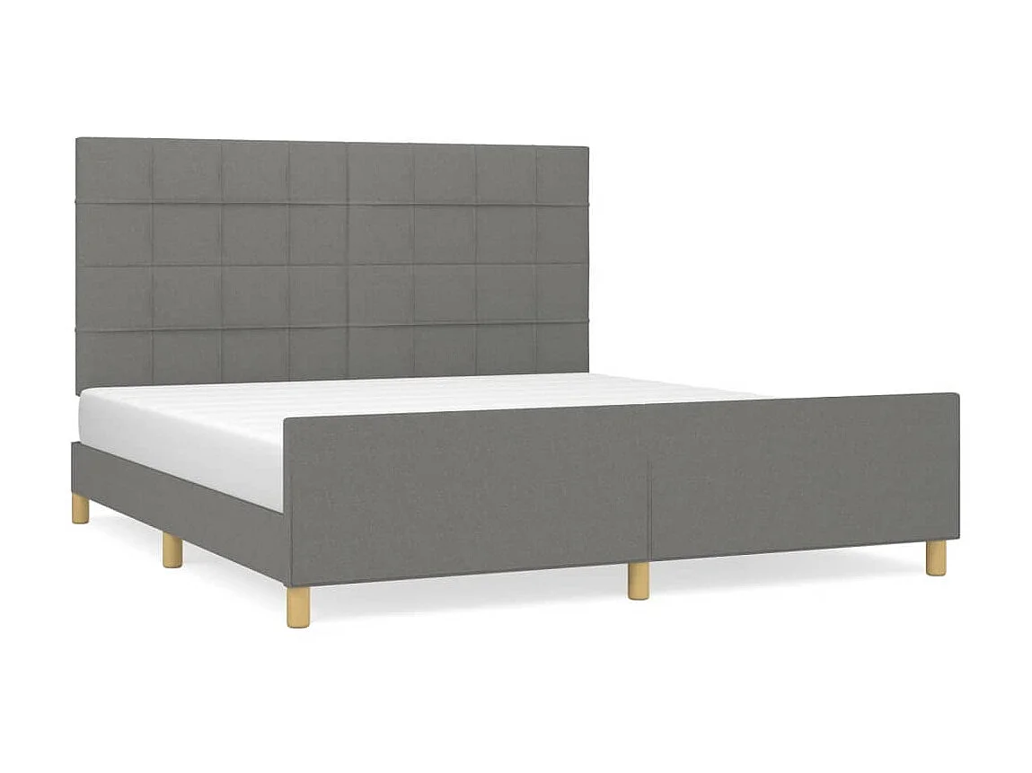 Cama 180x200 cm con cabecero tela gris oscuro ES64438