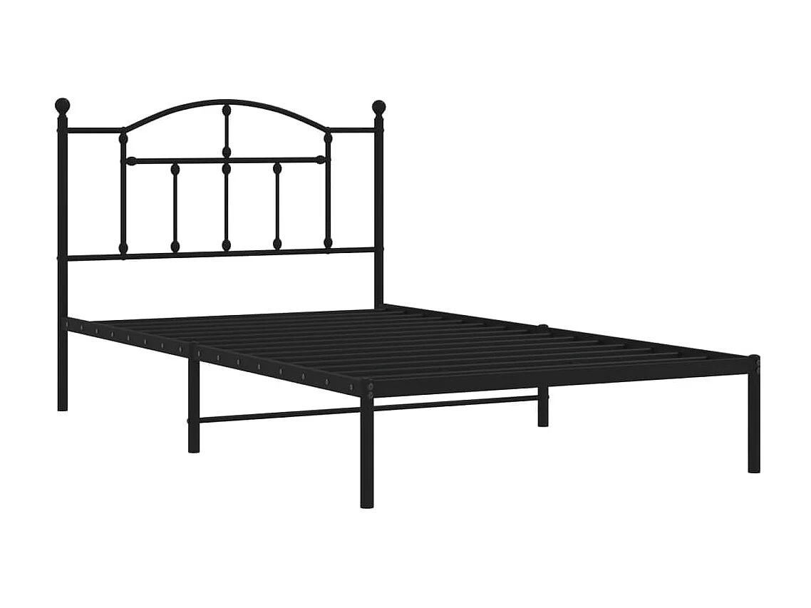 Lit-107x203 cm métal avec tête de lit noir EGGB18827