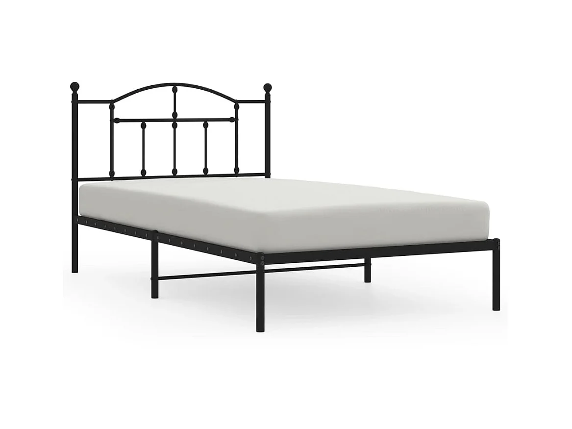 Lit-107x203 cm métal avec tête de lit noir EGGB18827