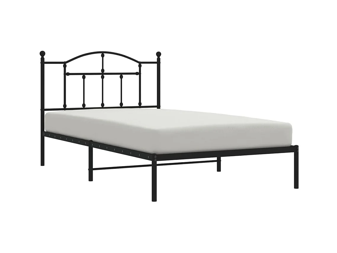 Lit-107x203 cm métal avec tête de lit noir EGGB18827