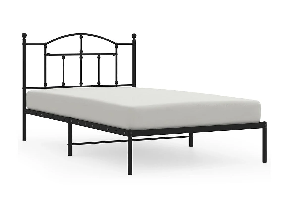 Bedframe met hoofdbord metaal zwart 107x203 cm NL15155