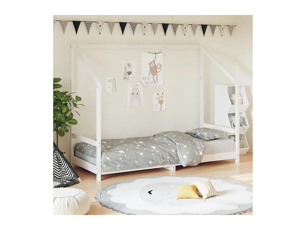 Lit-80x200 cm pour enfants blanc bois de pin massif EGGB53968