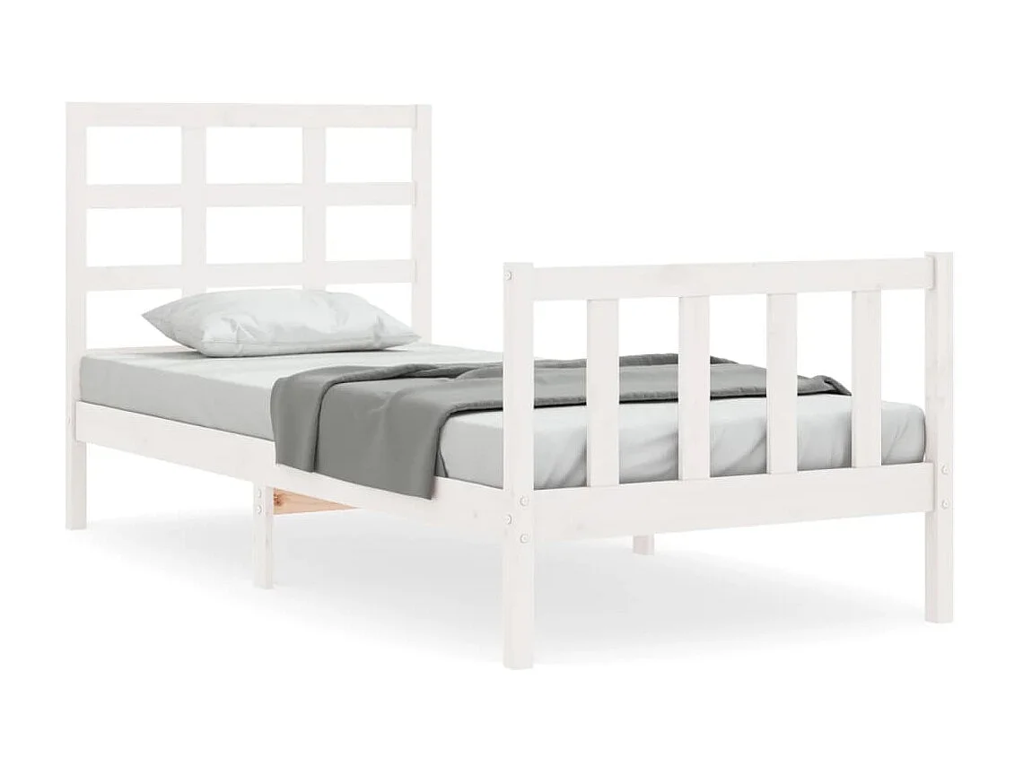 Cama com cabeceira 90x190 cm madeira maciça branco PT770065
