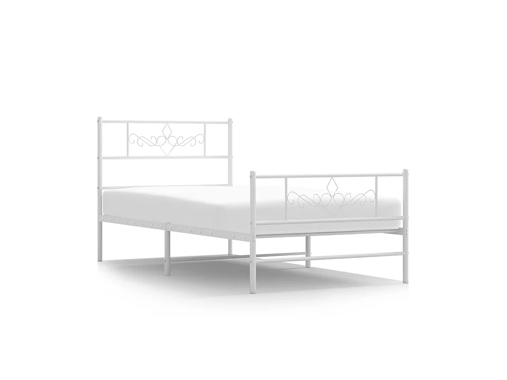 Lit-107x203 cm métal avec tête de lit/pied de lit blanc EGGB74713