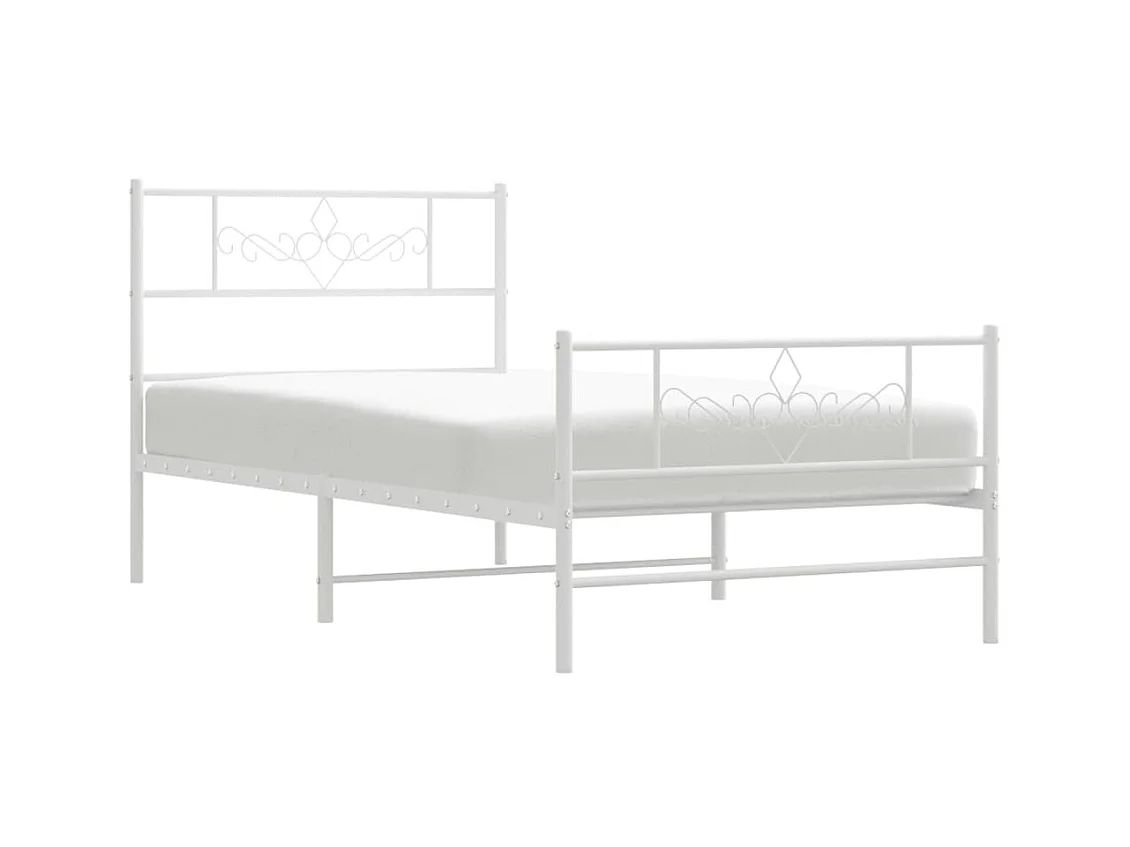 Lit-107x203 cm métal avec tête de lit/pied de lit blanc EGGB74713
