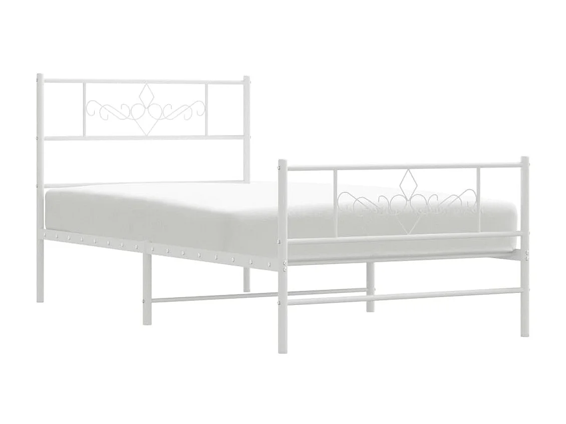 Lit-107x203 cm métal avec tête de lit/pied de lit blanc EGGB74713