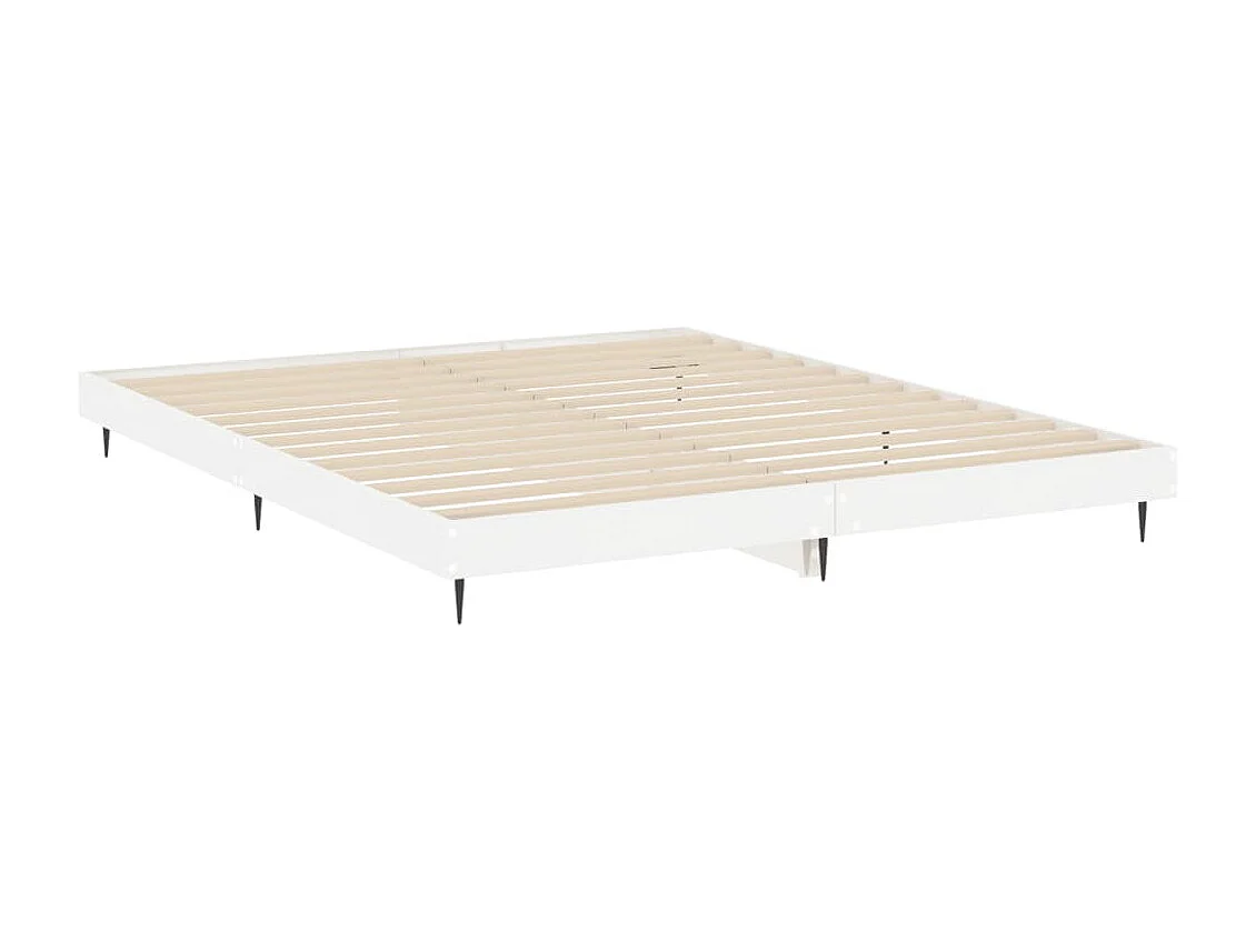 Cama 120x200 cm madera de ingeniería blanco brillo ES84858