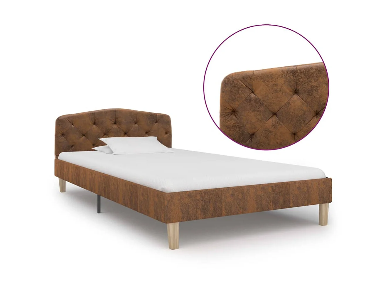 Lit-90x200 cm Marron Similicuir daim EGGB11247