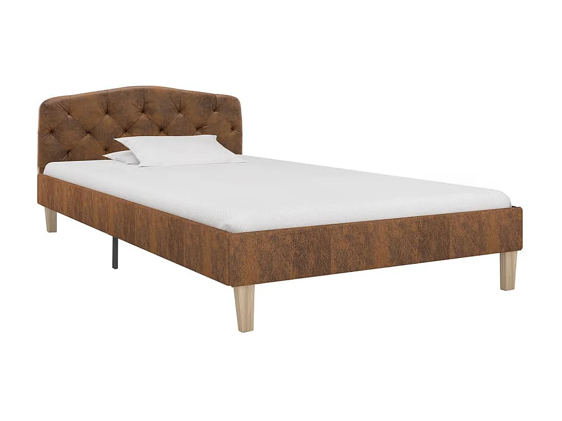 Lit-90x200 cm Marron Similicuir daim EGGB11247