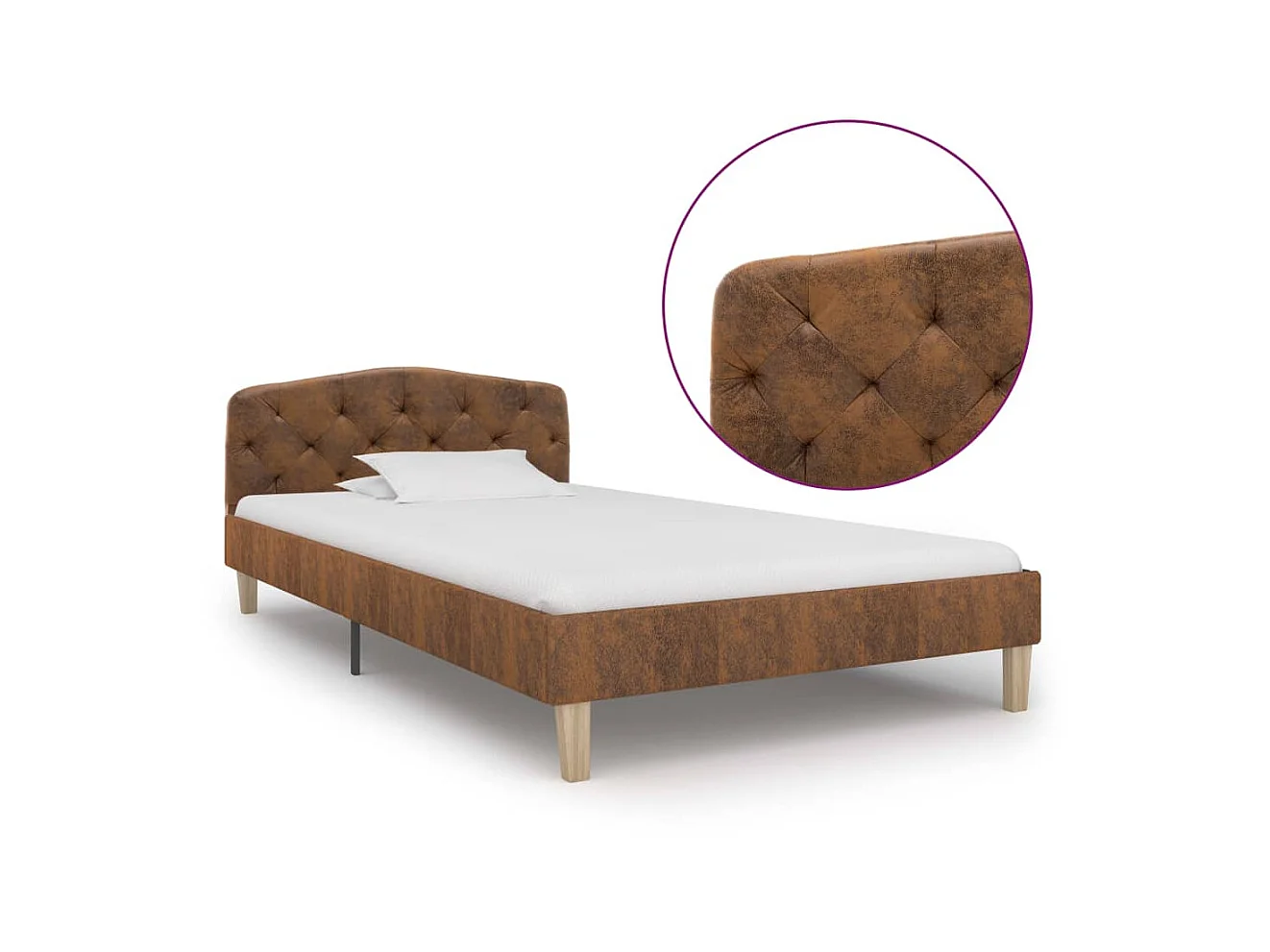 Lit-90x200 cm Marron Similicuir daim EGGB11247
