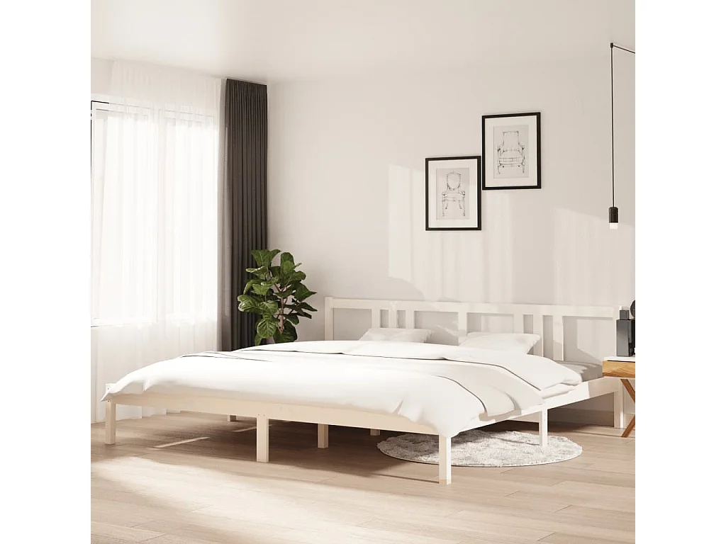 Lit-200x200 cm Blanc Bois massif EGGB76582