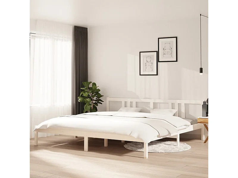 Cama 200x200 cm madeira maciça branco PT508397