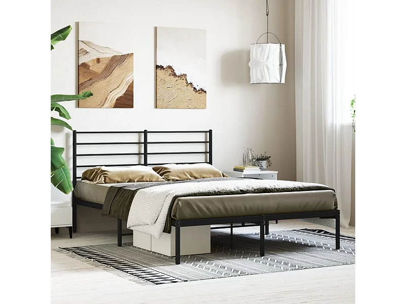 Cama com cabeceira 160x200 cm metal preto PT592946