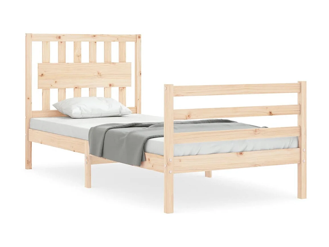 Cama 90x190 cm con cabecero madera maciza ES28895