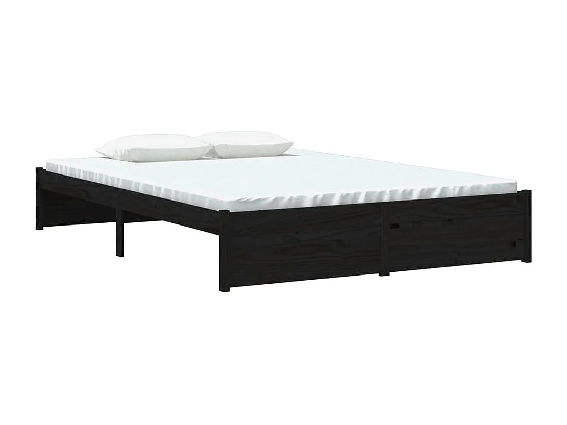Cama 140x190 cm madeira maciça preto PT361491