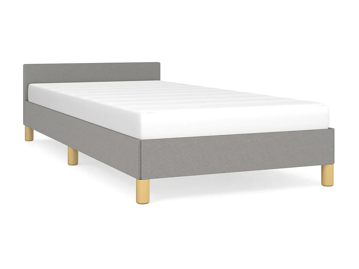 Cama 90x190 cm con cabecero de tela gris claro ES28419