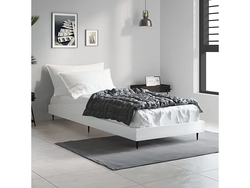 Cama 75x190 cm derivados de madeira branco brilhante PT561568