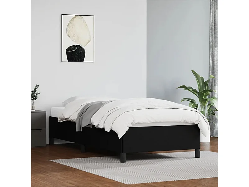 Cama 90x190 cm cuero sintético negro ES29156